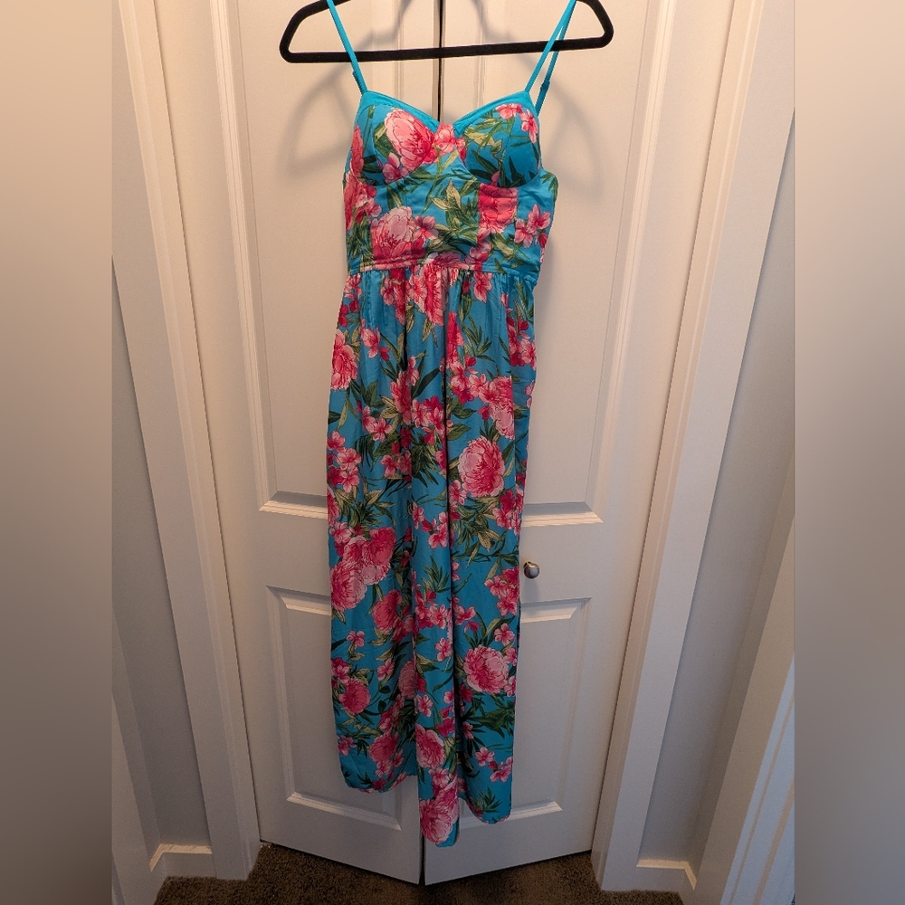Floral Blue and Pink Maxi Dress